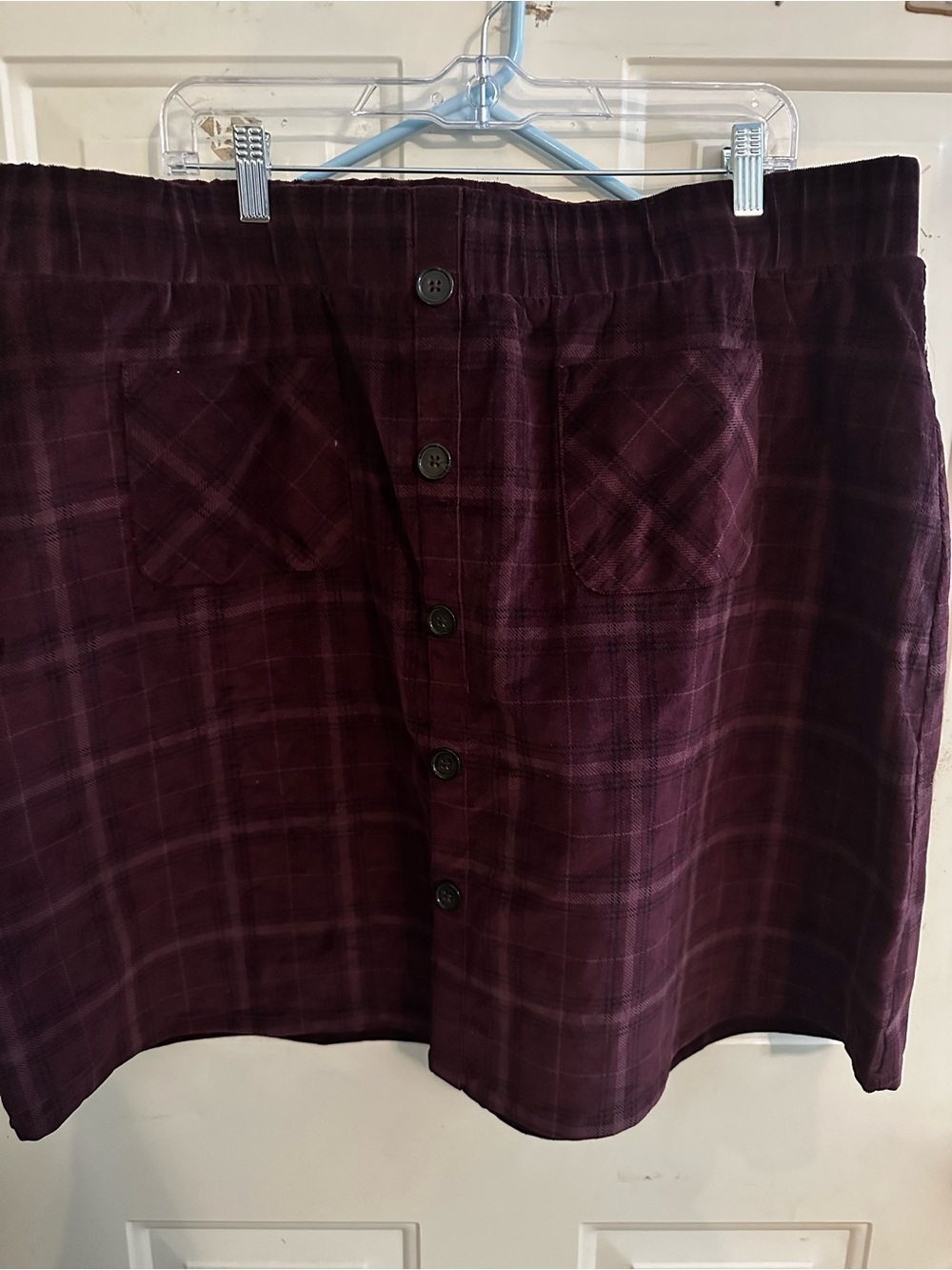 Torrid Button-Front Plaid Mini Skirt in Dark Plum